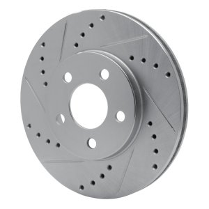 Chrysler Neon Brake Rotor (1) - Front Left - R1 Concepts - Drilled & Slotted - Silver - `00-`05